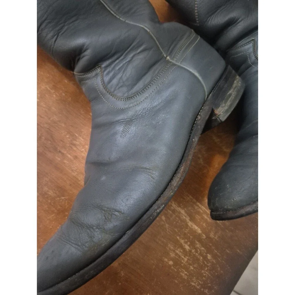 Justin Roper Leather Boots Size 9.5D 3025 Grey Western Cowboy USA